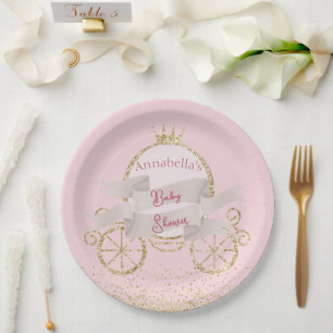 Gold Glitter-Kutsche Feen-Tale Baby Shower Pappteller