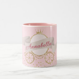 Gold Glitter Kutsche Märchen Individueller Name Zweifarbige Tasse