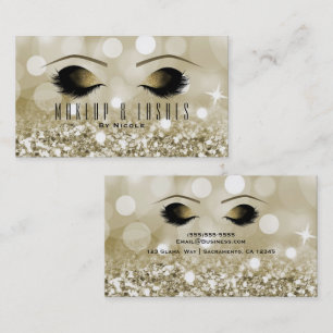Gold Glitter Lights Make-up Wimpern Beauty Spa Visitenkarte