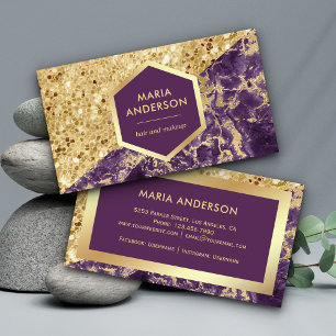 Gold Glitter Lila Marmor Visagist Visitenkarte