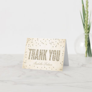 Gold Glitter Look Konfetti Punkte Danksagungskarte Dankeskarte