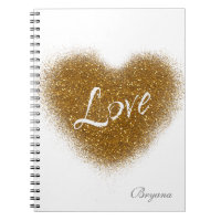 Gold Glitter LOVE Herz Glamour Notizbuch Journal