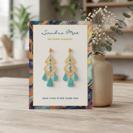 Gold Glitter Marble Earring Jewelry Display Card Visitenkarte
