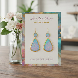 Gold Glitter Marble Earring Jewelry Display Card Visitenkarte