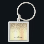Gold Glitter Metal Monogram Glam Name Schlüsselanhänger<br><div class="desc">Gold Imitate belichten metallische Sparkle Glitzer gebürstete Metal Monogram Name Keychains (Key Chain). Das macht den perfekten 16 Geburtstag,  Hochzeit,  Brautparty,  Jubiläum,  Babydusche oder Junggeselinnen-Abschied Geschenk für jemanden,  der Lieben glamourösen Luxus und schicke Stile.</div>