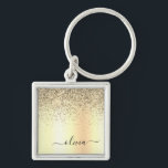 Gold Glitter Metal Monogram Glam Name Schlüsselanhänger<br><div class="desc">Gold Imitate belichten metallische Sparkle Glitzer gebürstete Metal Monogram Name Keychains (Key Chain). Das macht den perfekten 16 Geburtstag,  Hochzeit,  Brautparty,  Jubiläum,  Babydusche oder Junggeselinnen-Abschied Geschenk für jemanden,  der Lieben glamourösen Luxus und schicke Stile.</div>