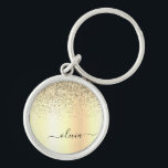 Gold Glitter Metal Monogram Glam Name Schlüsselanhänger<br><div class="desc">Gold Imitate belichten metallische Sparkle Glitzer gebürstete Metal Monogram Name Keychains (Key Chain). Das macht den perfekten 16 Geburtstag,  Hochzeit,  Brautparty,  Jubiläum,  Babydusche oder Junggeselinnen-Abschied Geschenk für jemanden,  der Lieben glamourösen Luxus und schicke Stile.</div>