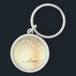 Gold Glitter Metal Monogram Glam Name Schlüsselanhänger<br><div class="desc">Gold Imitate belichten metallische Sparkle Glitzer gebürstete Metal Monogram Name Keychains (Key Chain). Das macht den perfekten 16 Geburtstag,  Hochzeit,  Brautparty,  Jubiläum,  Babydusche oder Junggeselinnen-Abschied Geschenk für jemanden,  der Lieben glamourösen Luxus und schicke Stile.</div>