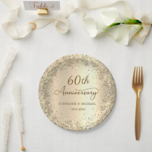 Gold Glitter Metallic 60. Hochzeitstag Pappteller