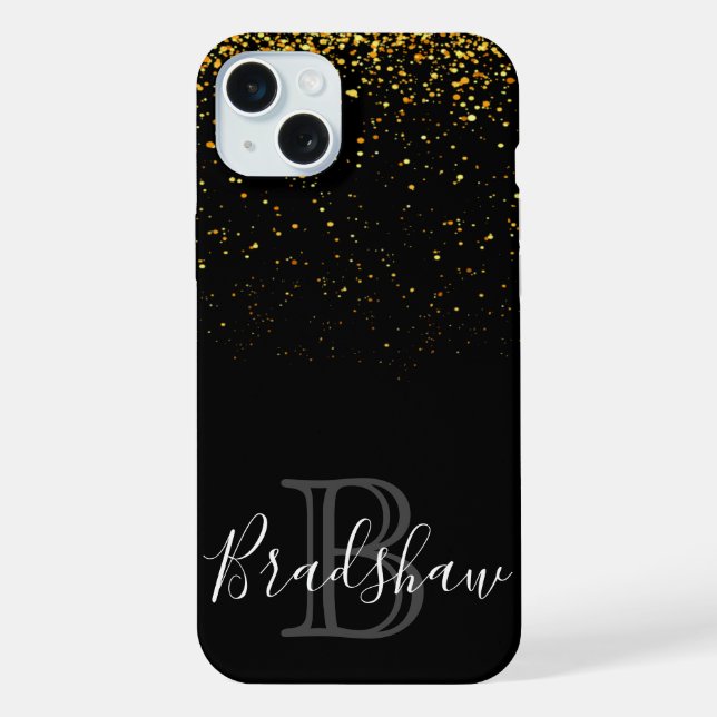 Gold Glitter Name iPhone 15 Plus Hülle (Rückseite)