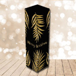 Gold Glitter Palms on Black Holiday Christmas Weinbox<br><div class="desc">Glamorous faux gold glitter palm fronds on a black background, use these personalized wine boxes to give your favorite vintage as party favors, business gifts, corporate gifts and more. CHANGE THE GREETING, add something on top. To further customize, click the "Personalize" button, then the Customize further link to modify this...</div>