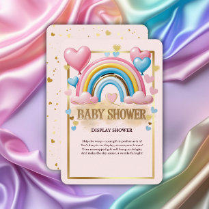 Gold Glitter Pastellherzen und Regenbogen-Baby-Par Begleitkarte