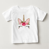 Gold Glitter & Pink Floral Einhorn Trendy