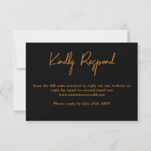 Gold Glitter QR Code Hochzeit RSVP Karte