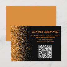 Gold Glitter QR Code RSVP-Karte