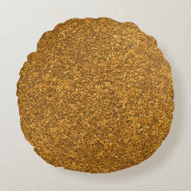 Gold Glitter Rundes Kissen (Vorderseite)