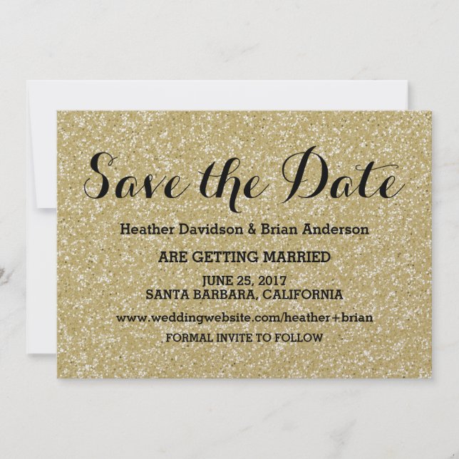 Gold Glitter Save-the-Date-Einladung Save The Date (Vorderseite)
