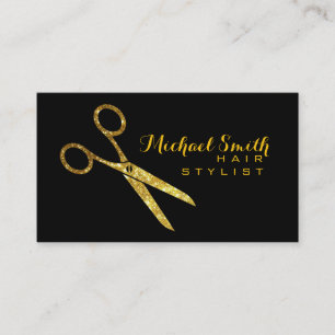 Gold Glitter Schere Eleganter Hairstylist Visitenkarte