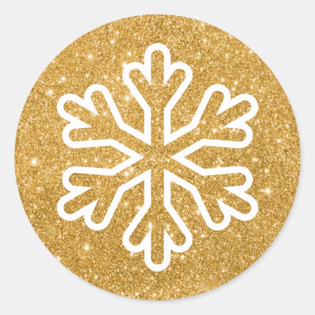Gold Glitter-Schneeflocke - Kreis-Aufkleber Runder Aufkleber (Vorderseite)