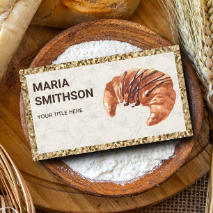 Gold Glitter Schokoladen-Croissant-Bäckerei Visitenkarte