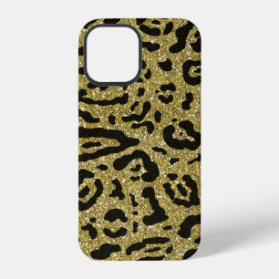 Gold Glitter Schwarz Cheetah Leopard Tierdruck iPhone 12 Hülle