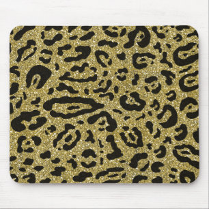 Gold Glitter Schwarz Cheetah Leopard Tierdruck Mousepad