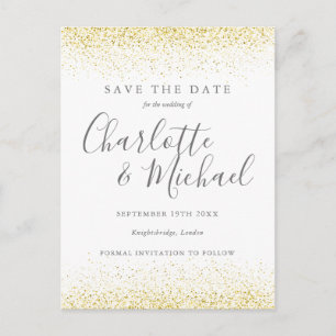 Gold Glitter Signature Hochzeit-Einladungskarte zu Postkarte