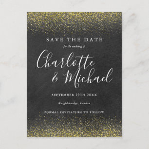 Gold Glitter Signature Save-the-Date-Karte Ankündigungspostkarte