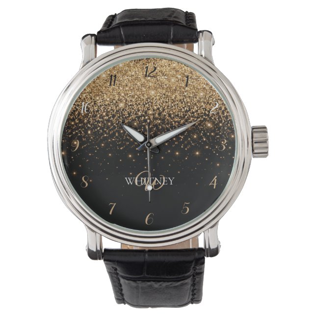 Gold Glitter Sparkle Elegant Luxury Texture        Armbanduhr (Vorderseite)