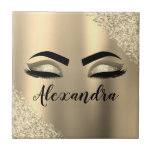 Gold Glitter Sparkle Eyelashes Monogram Name Fliese<br><div class="desc">Gold-Imitate Foil metallic Sparkle Glitzer gebürstete Metal Monogram Name and Initial Eyelashes (Lashes),  Eyelash Extensions and Eyes Decorative Tile. Das Design macht den perfekten 16 Geburtstag,  Hochzeit,  Brautparty,  Jubiläum,  Babydusche oder Junggeselinnen-Abschied Geschenk für jemanden,  der einen trendigen coolen Stil sucht.</div>