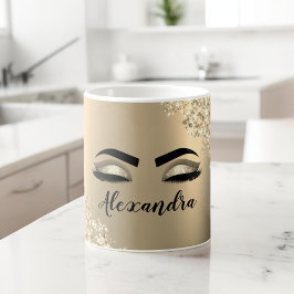 Gold Glitter Sparkle Eyelashes Monogram Name Kaffeetasse