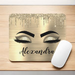 Gold Glitter Sparkle Eyelashes Monogram Name Mousepad<br><div class="desc">Gold Imitate Foil Metallic Sparkle Glitzer Pinselmetall Monogram Name and Initial Eyelashes (Lashes),  Eyelash Extensions and Eyes Computer Mousepad (Mauspad). Das Design macht den perfekten 16 Geburtstag,  Hochzeit,  Brautparty,  Jubiläum,  Babydusche oder Junggeselinnen-Abschied Geschenk für jemanden,  der einen trendigen coolen Stil sucht.</div>