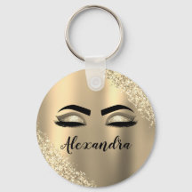 Gold Glitter Sparkle Eyelashes Monogram Name