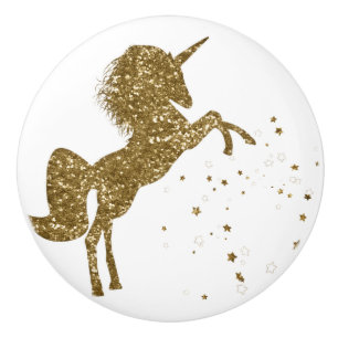 Gold Glitter Sterne Einhorn Magischer Glanz Fantas Keramikknauf