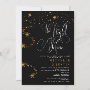 Gold Glitter Sterne Probedinner   Einladung