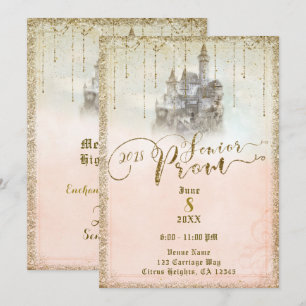 Gold Glitter Storybook Schloss Senior Prom 2018 Einladung