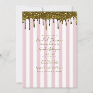 Gold Glitter Tauchlack Pink Candy Streifen Brautpa Einladung
