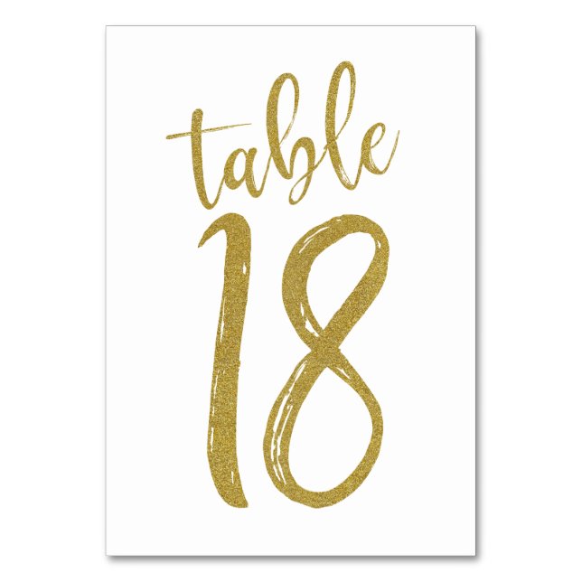 Gold Glitter Tisch Nummer 18 Tischnummer (Vorderseite)