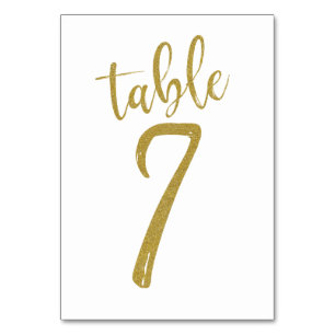 Gold Glitter Tisch Nummer 7 Tischnummer
