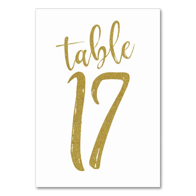 Gold Glitter Tischnummer 17 (Vorderseite)