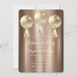 Gold Glitter Tropfen Ballons Braun Ruhestand Einladung