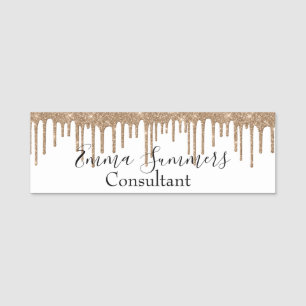 Gold Glitter Tropfen Benutzerdefinierter Berater B Namensschild