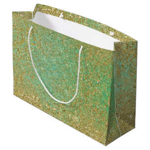Gold Glitter Türkis Aqua Glitzer Glamour Funkeln P Große Geschenktüte