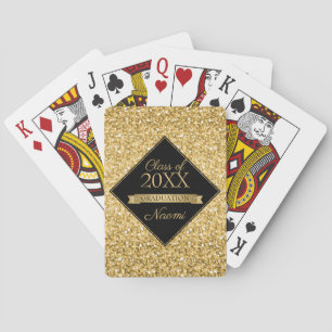 Gold Glitter und schwarze Quadrate Spielkarten
