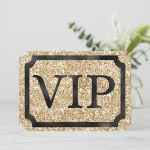 Gold Glitter und schwarzes VIP-Event-Ticket Einladung