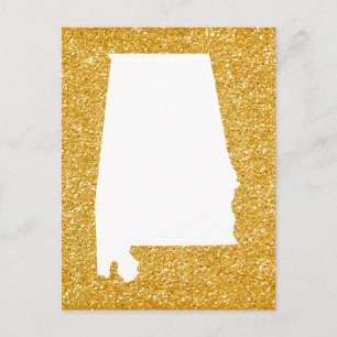 Gold Glitter und Weiß Alabama Postkarte