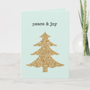 Gold Glitter Weihnachtsbaum Minze Frieden & Freude Karte