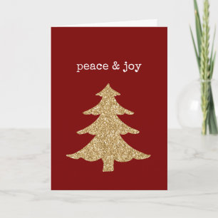 Gold Glitter Weihnachtsbaum Roter Frieden Freude Karte