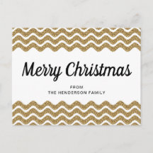 Gold Glitter Weiße Chevron Streifen Frohe Weihnach