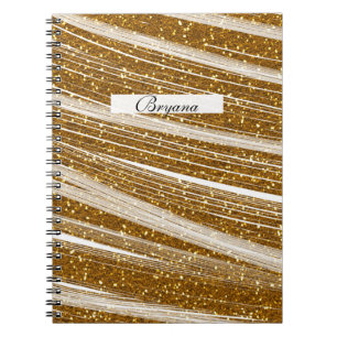 Gold Glitter Weißer Glanz Chic Glamour Notizbuch Notizblock